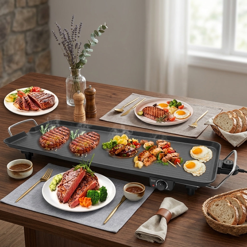 Electric Grill 3000w | Non-Stick Granite Coating for Family Gatherings, Summer & Travel