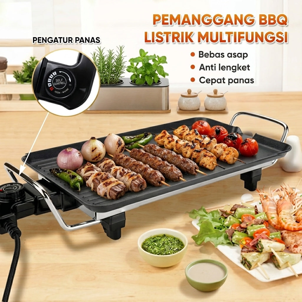 Electric Grill 3000w | Non-Stick Granite Coating for Family Gatherings, Summer & Travel
